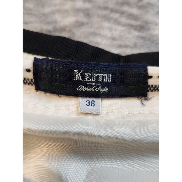 Keith British Style Cream/Black Embroidered Striped Skirt size 38 - Picture 3 of 5
